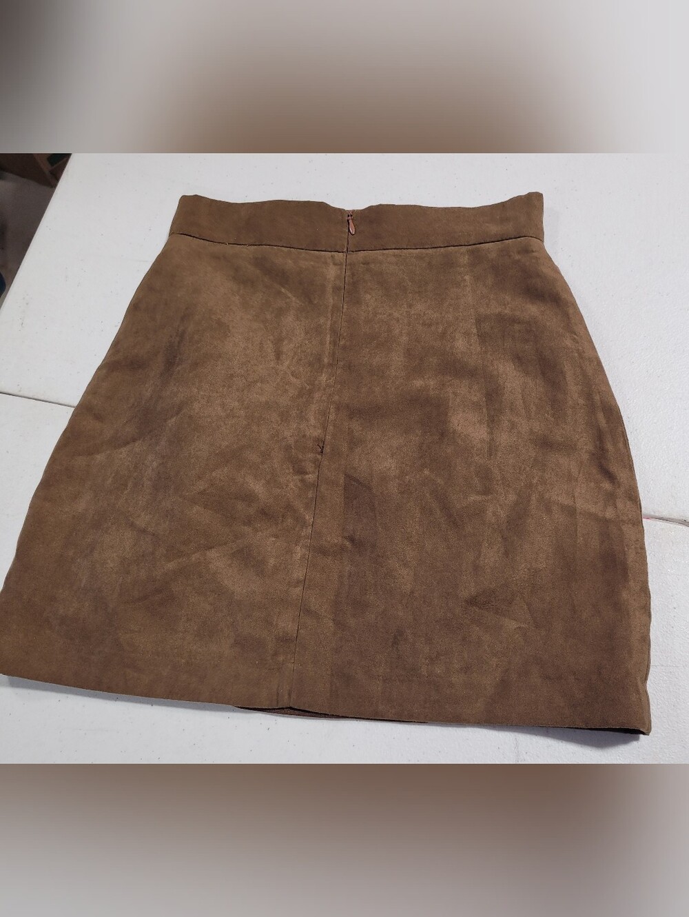 Millau Brown Suede-Look Lace-Up Mini Skirt - Picture 3 of 5